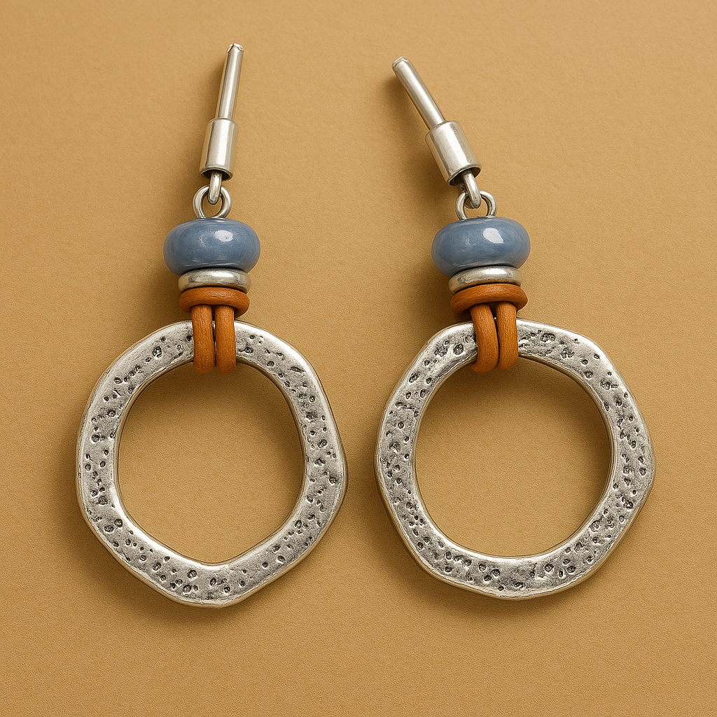 Mira – Silberne Kreisohrhänger im Boho-Vintage-Style