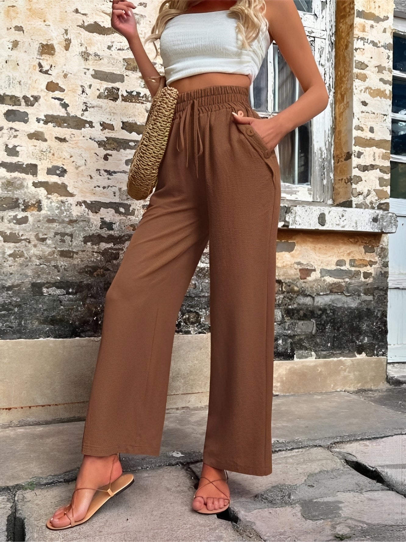 Allie - Elegante, locker geschnittene Hose mit hoher Taille für Damen