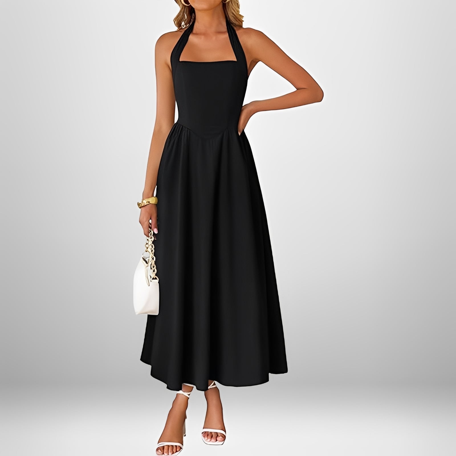 Joanna - Stilvolles Neckholder-Midikleid