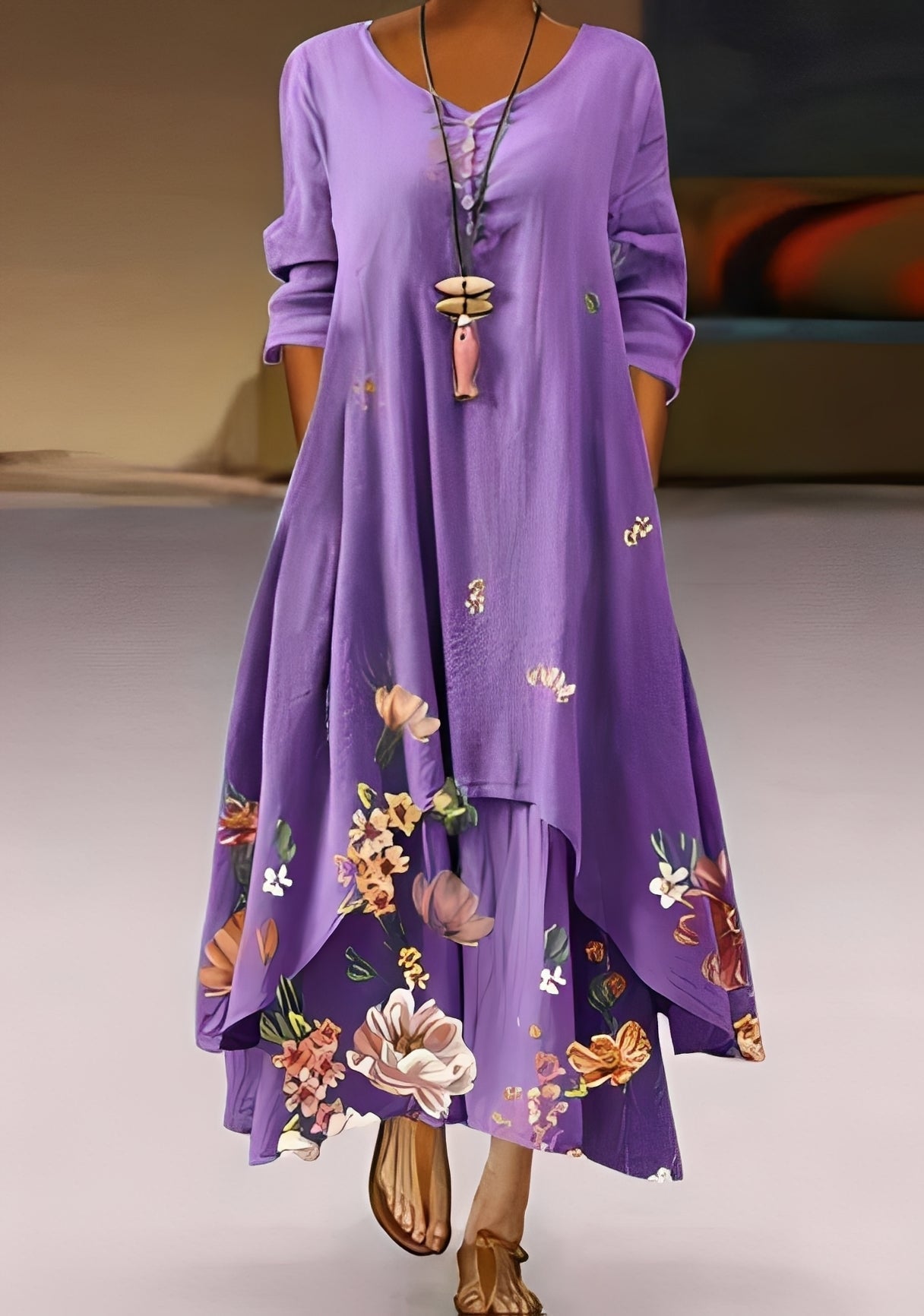 Belle - Stilvolles, locker geschnittenes Damenkleid mit Muster