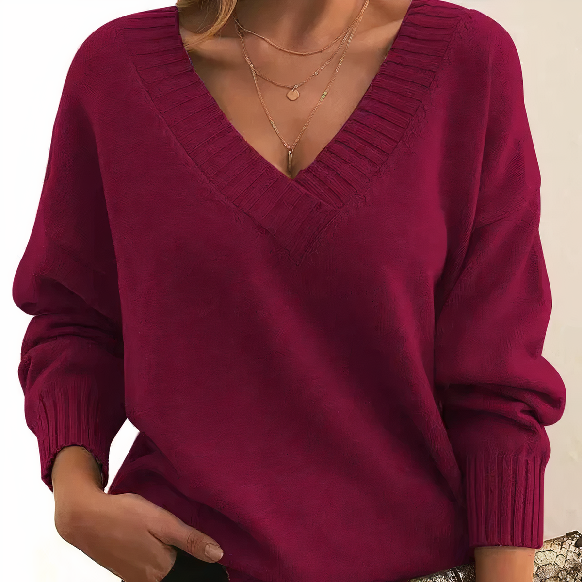 Leocadia - Stilvoller V-Ausschnitt-Pullover