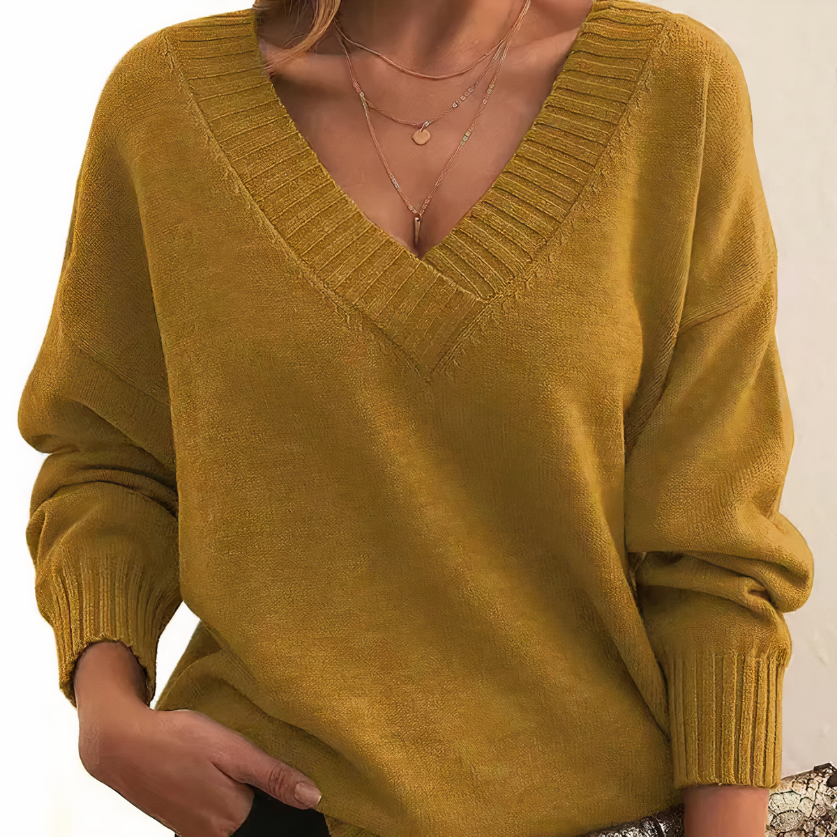Herbst - Stilvoller und gemütlicher Pullover mit V-Ausschnitt