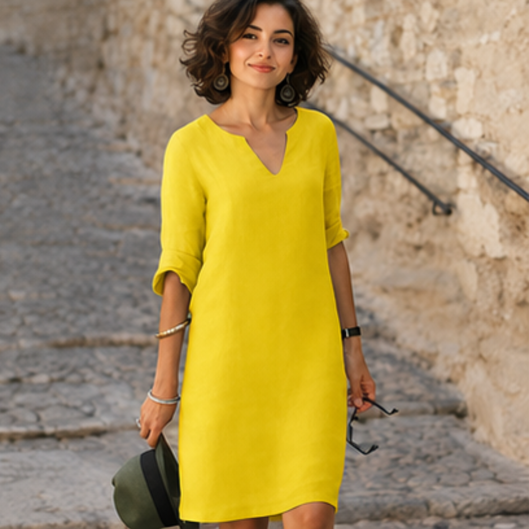 Guilaine - Schickes und stilvolles Kleid mit V-Ausschnitt