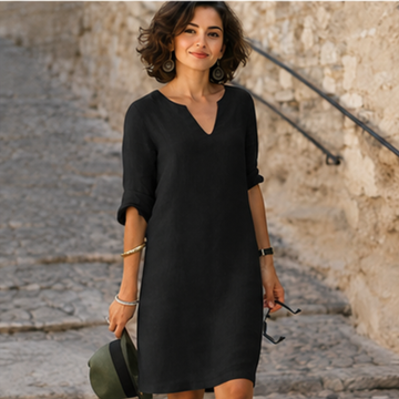 Guilaine - Schickes und stilvolles Kleid mit V-Ausschnitt