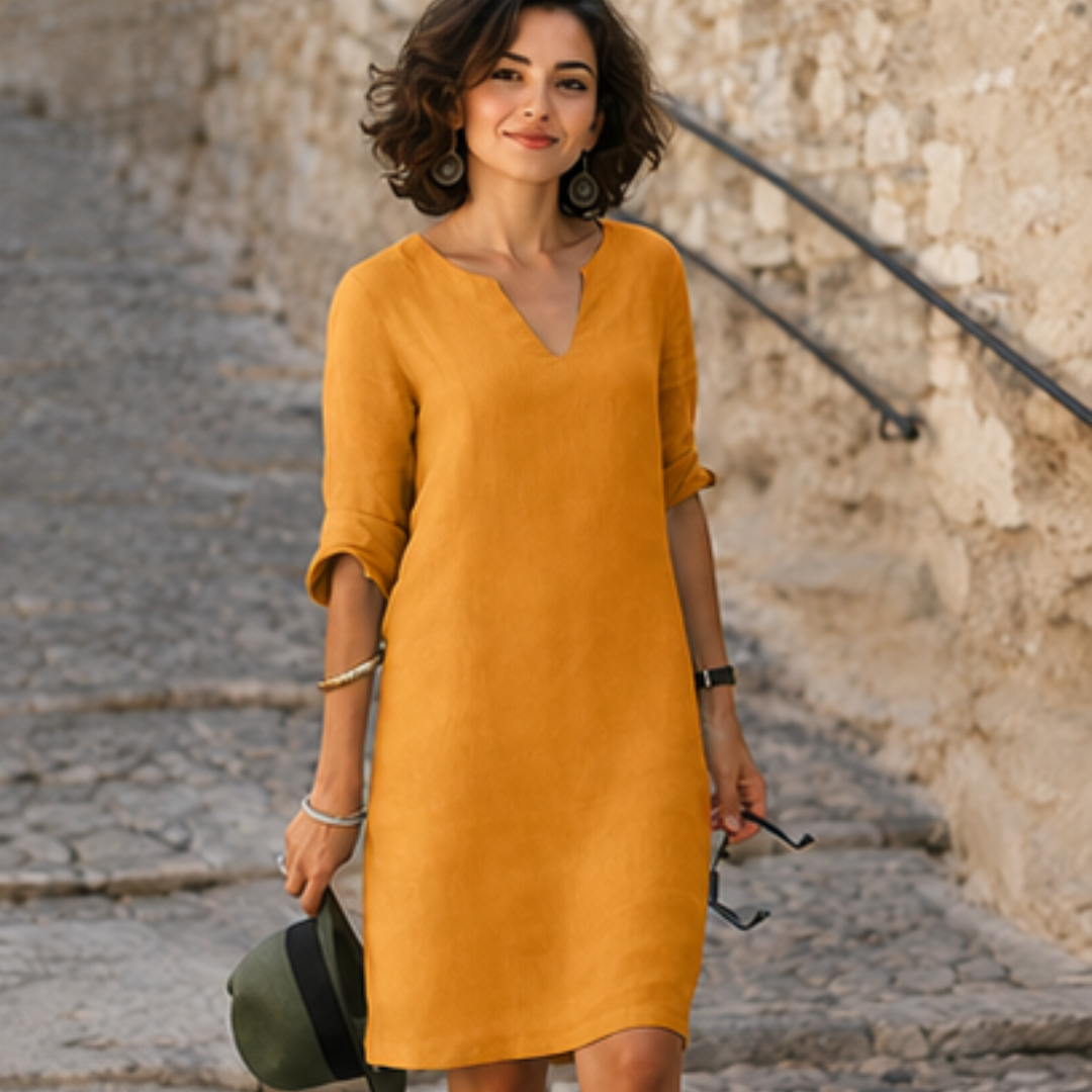 Guilaine - Schickes und stilvolles Kleid mit V-Ausschnitt