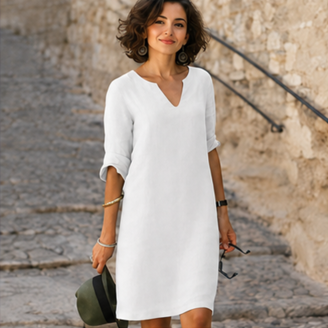Guilaine - Schickes und stilvolles Kleid mit V-Ausschnitt
