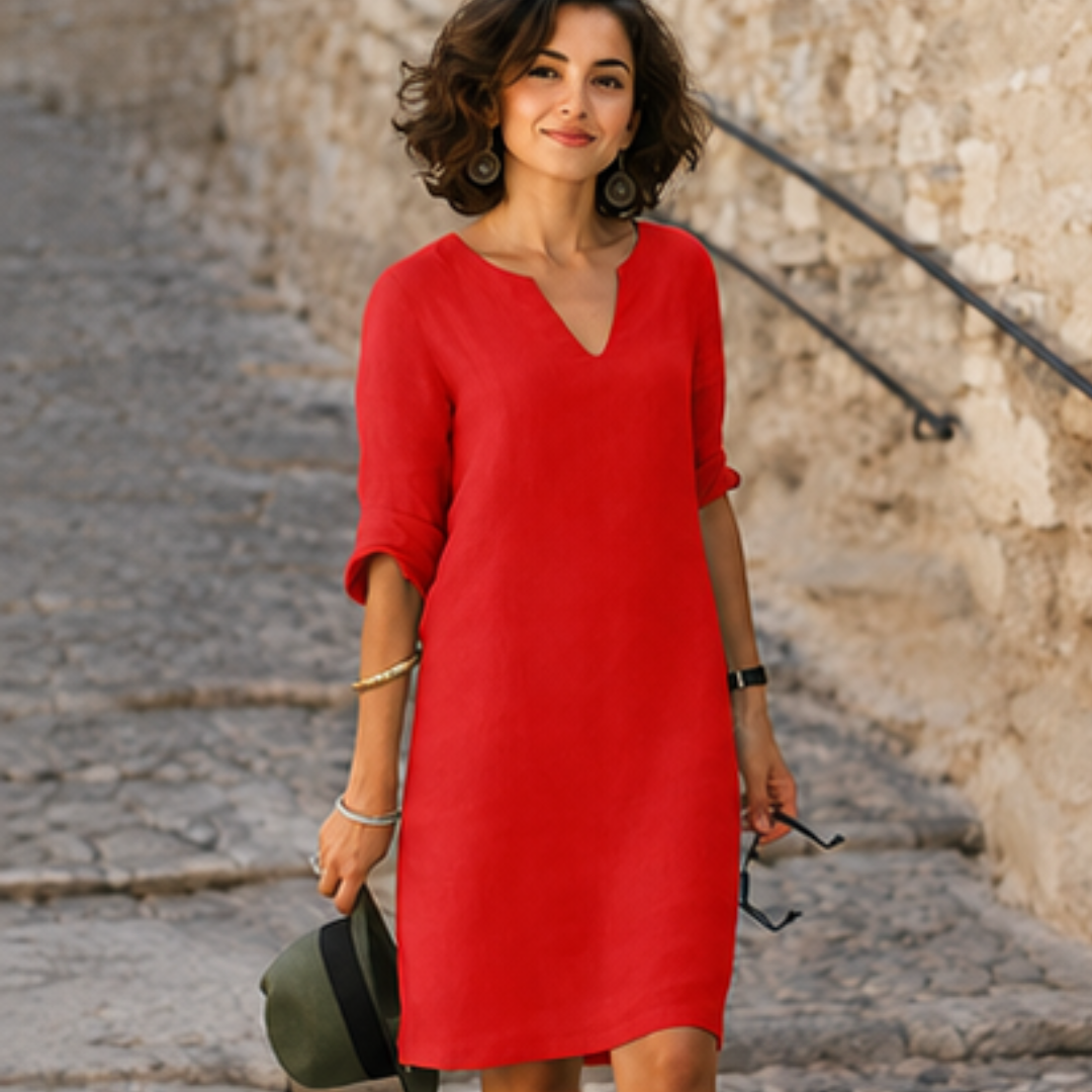 Guilaine - Schickes und stilvolles Kleid mit V-Ausschnitt