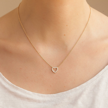 Kleines Liebes-Halsband - Herz-Halsband aus Gold und Steinen