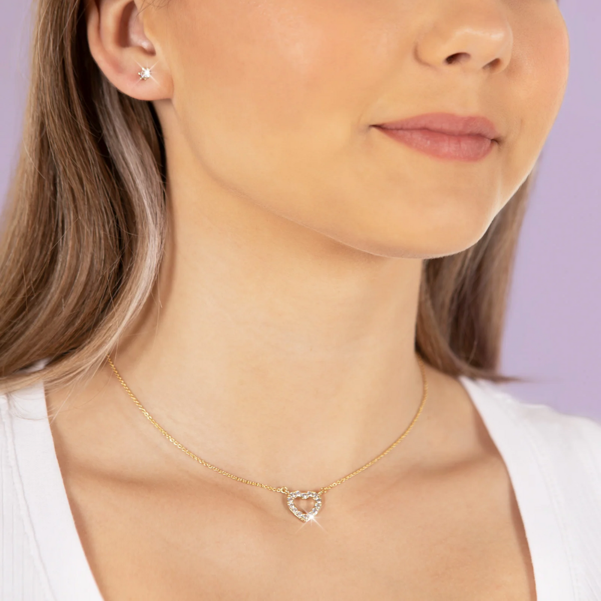 Kleines Liebes-Halsband - Herz-Halsband aus Gold und Steinen