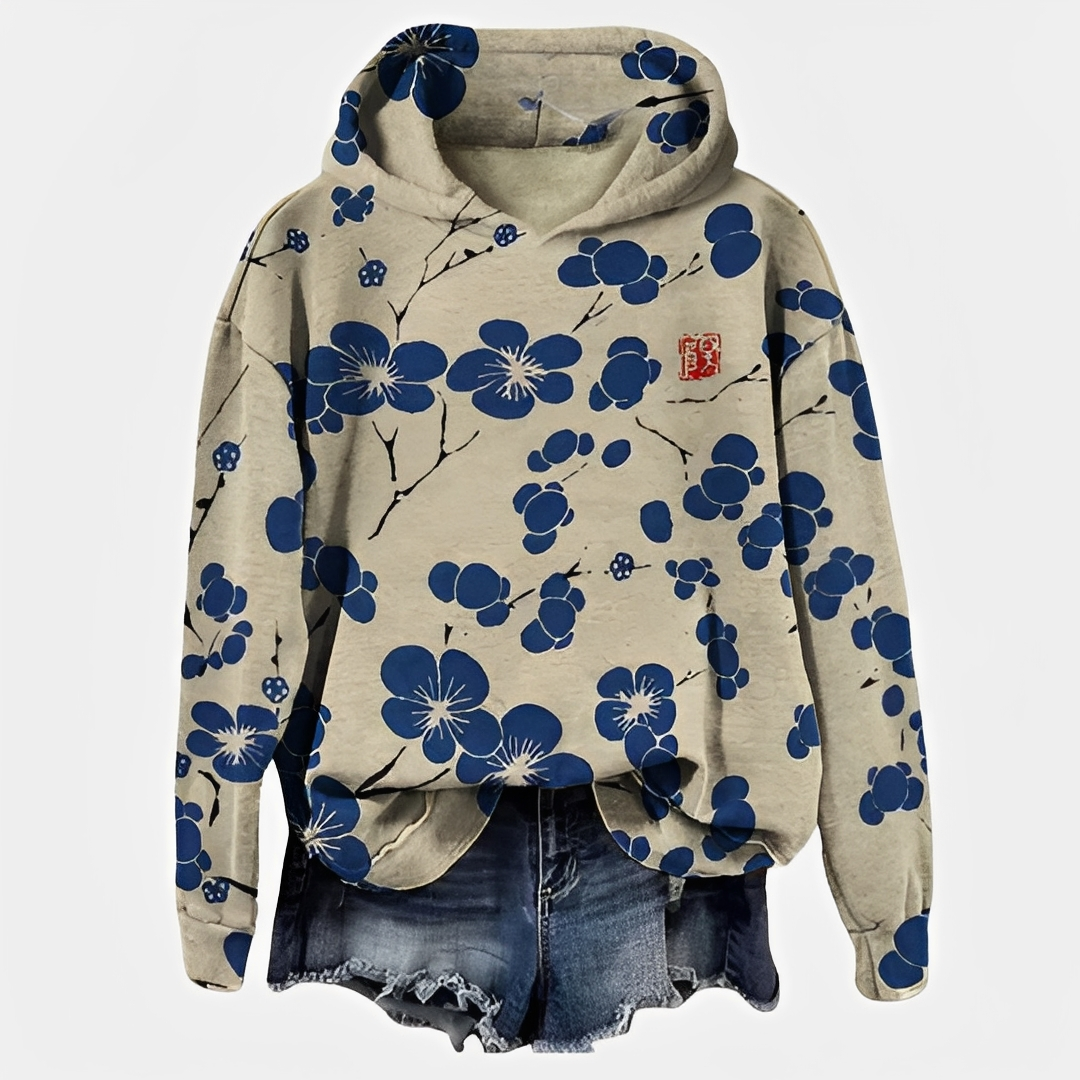 Emelyn - Damen Hoodie mit Blumenmuster