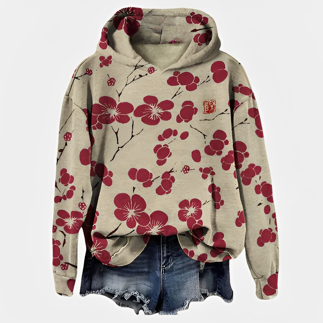 Emelyn - Damen Hoodie mit Blumenmuster