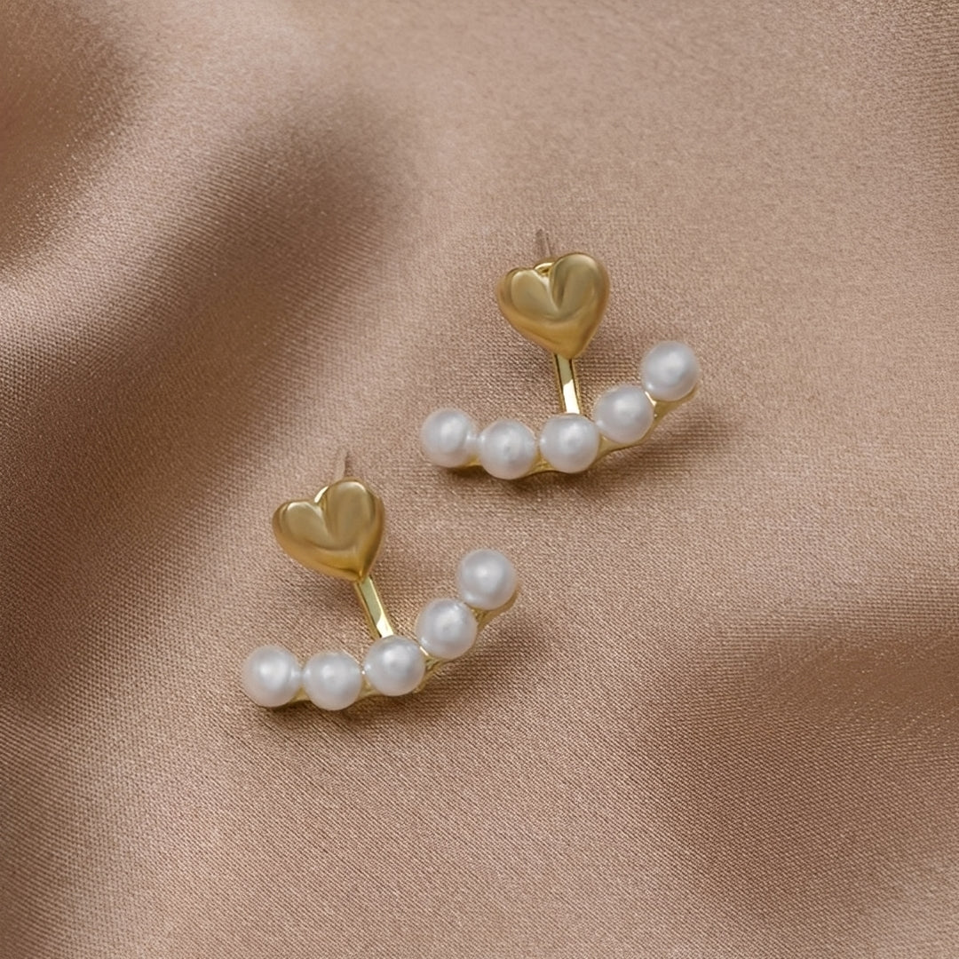 Avery – Herz-Ohrringe in Gold mit Perlen