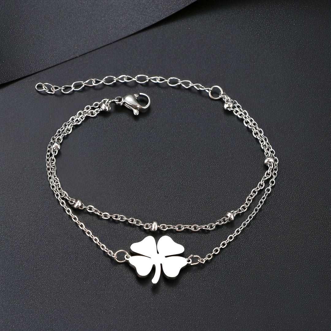 Sanya – Kleeblattarmband in Gold und Silber