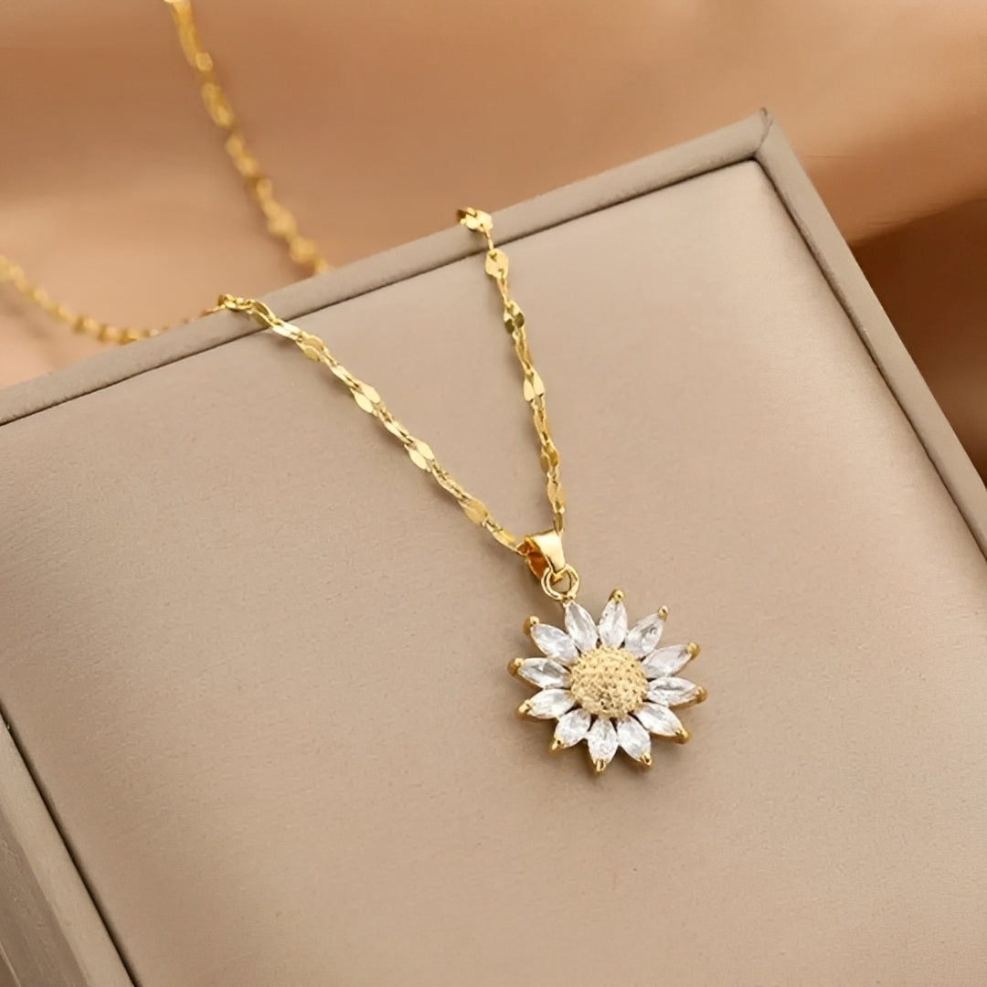 Manon – Strahlende Sonnenblumen-Halskette in Gold