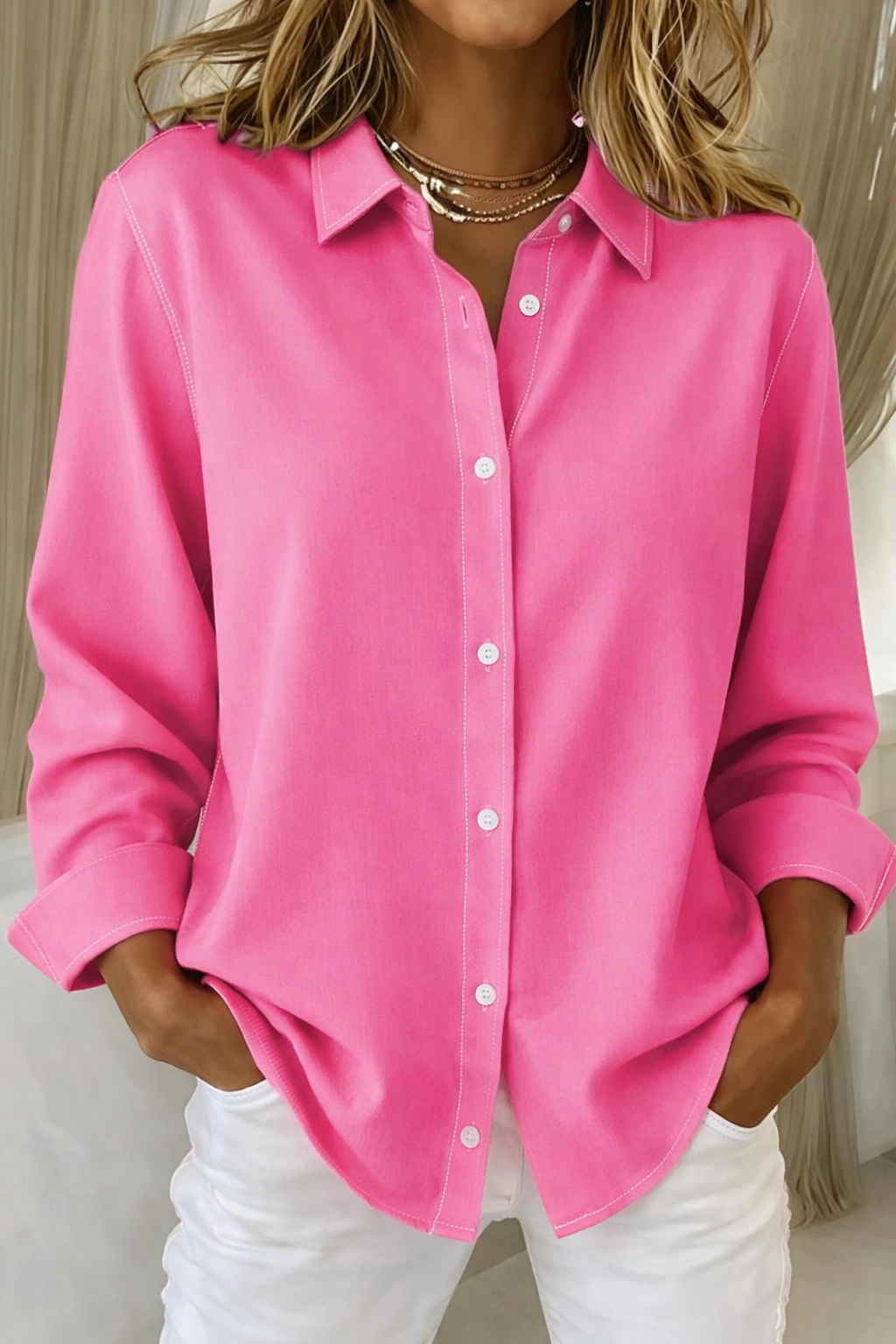 Sophie - Stilvolle Damenbluse mit Knopfleiste