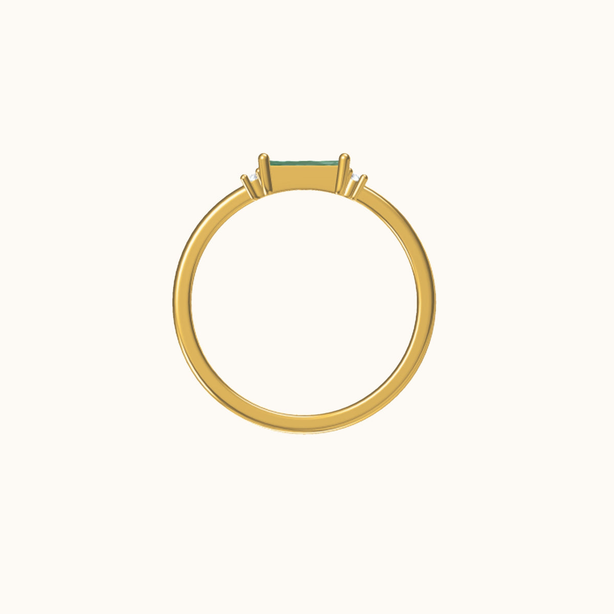 Fen - Stilvoller Baguette-Ring mit grünem Zirkon
