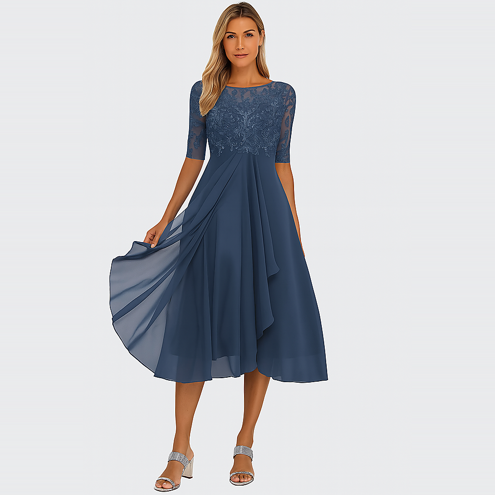 Ximena - Elegantes Damenkleid mit Spitze bis zum Knie