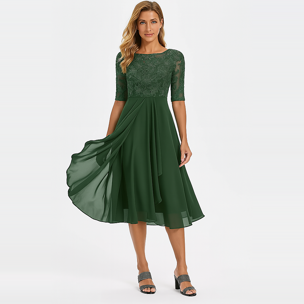 Ximena - Elegantes Damenkleid mit Spitze bis zum Knie