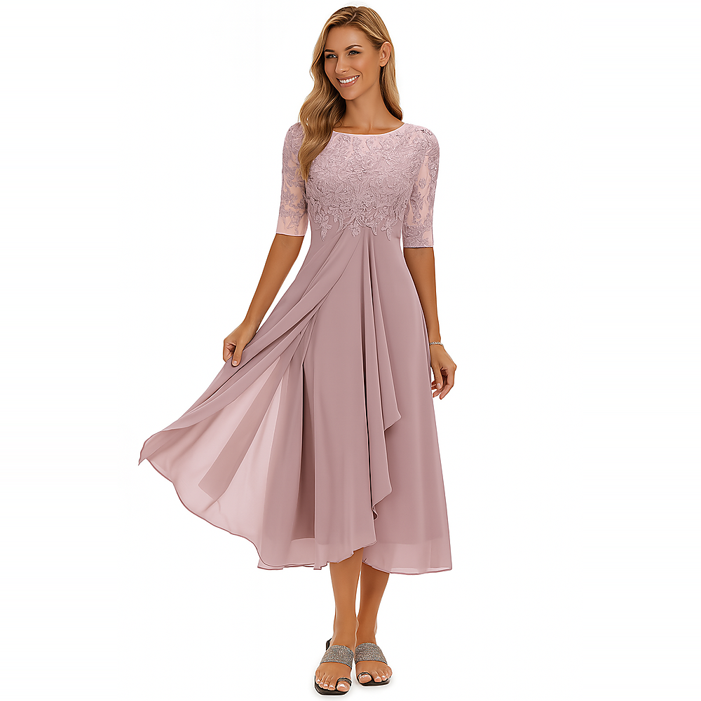 Ximena - Elegantes Damenkleid mit Spitze bis zum Knie