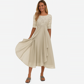 Ximena - Elegantes Damenkleid mit Spitze bis zum Knie