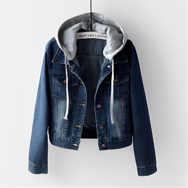 DenimBreeze - Langärmlige Jacke mit abnehmbarem Kapuzen