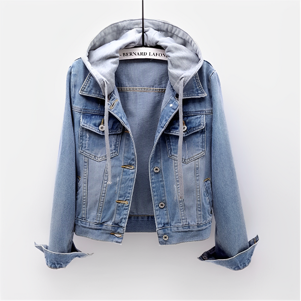 DenimBreeze - Langärmlige Jacke mit abnehmbarem Kapuzen