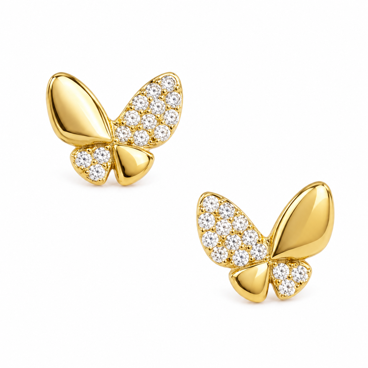 Ohrringe in Schmetterlingsform mit glitzernden Steinen