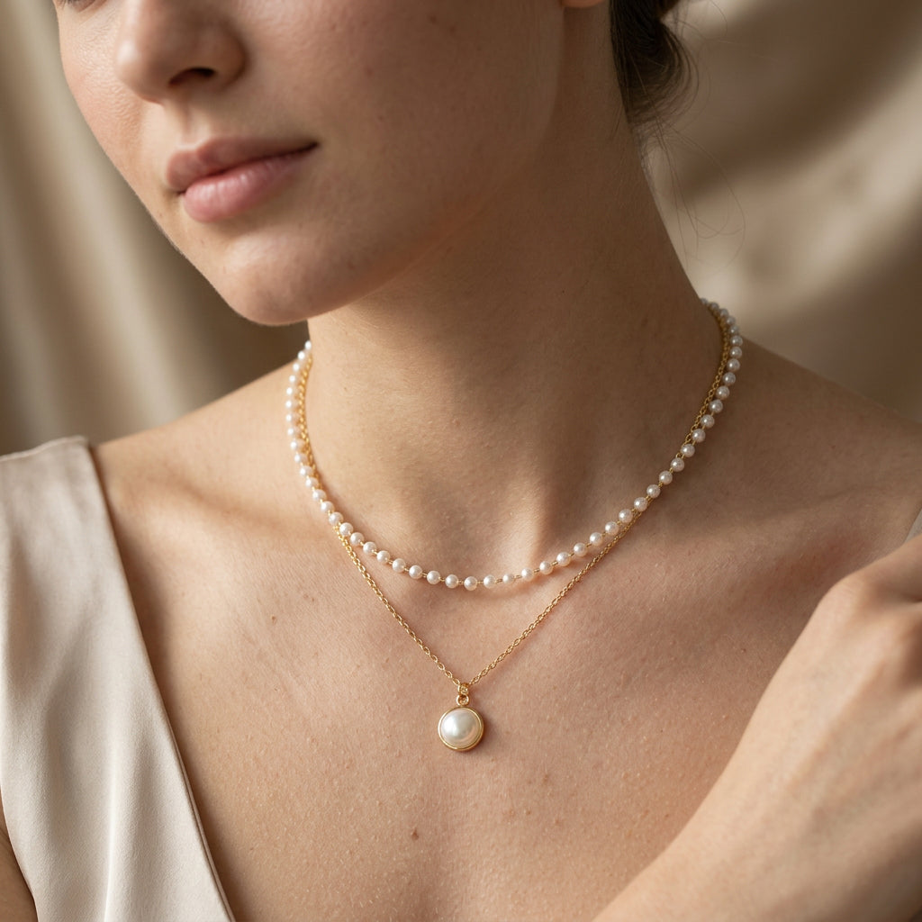 Auriane – elegante Perlen- und Goldkette-Halskette