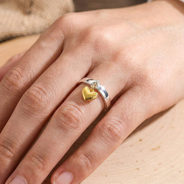 Maelie – Silberring mit beweglichem Herzen im Retro-Stil
