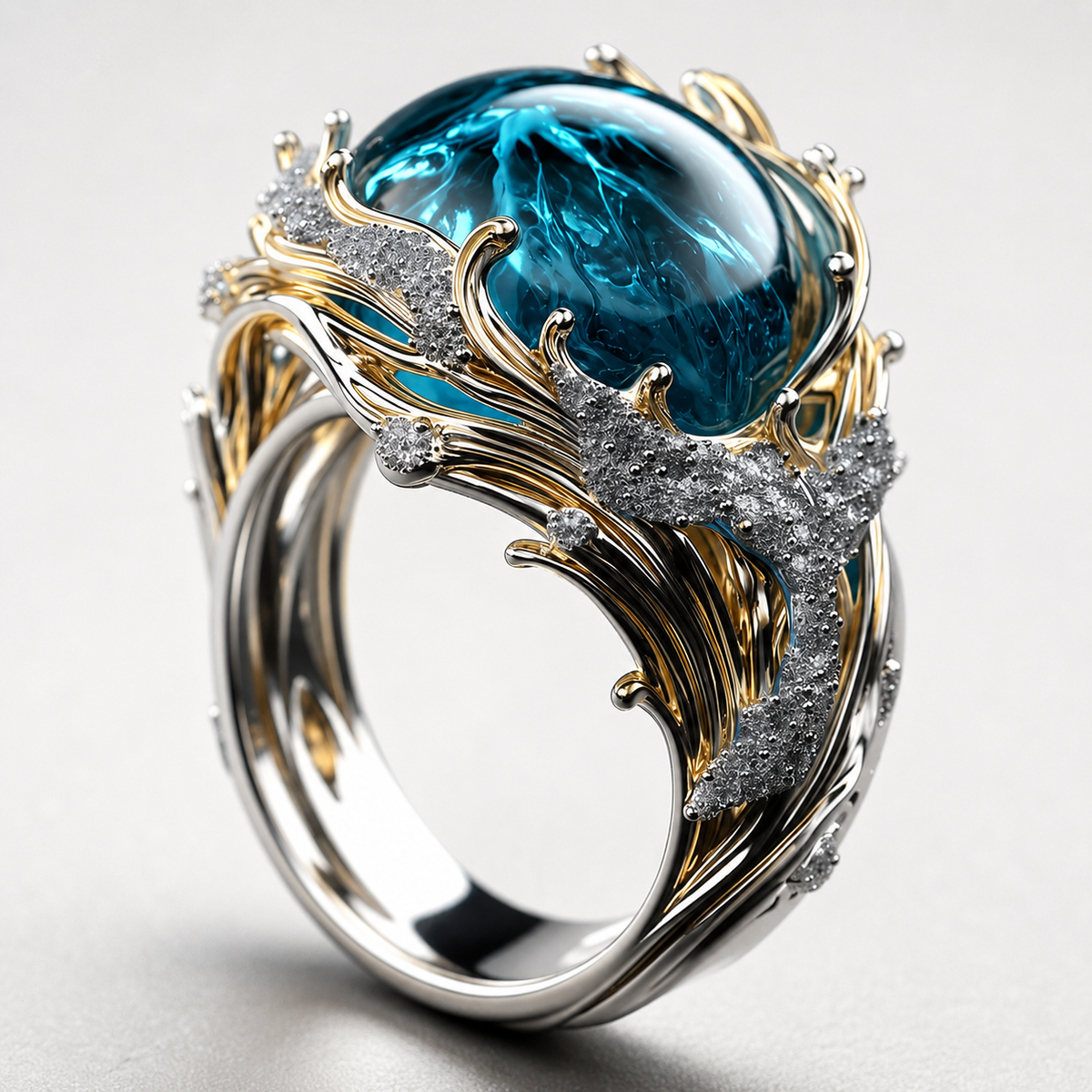 Selena – Vintage Ring aus Meer-Glas