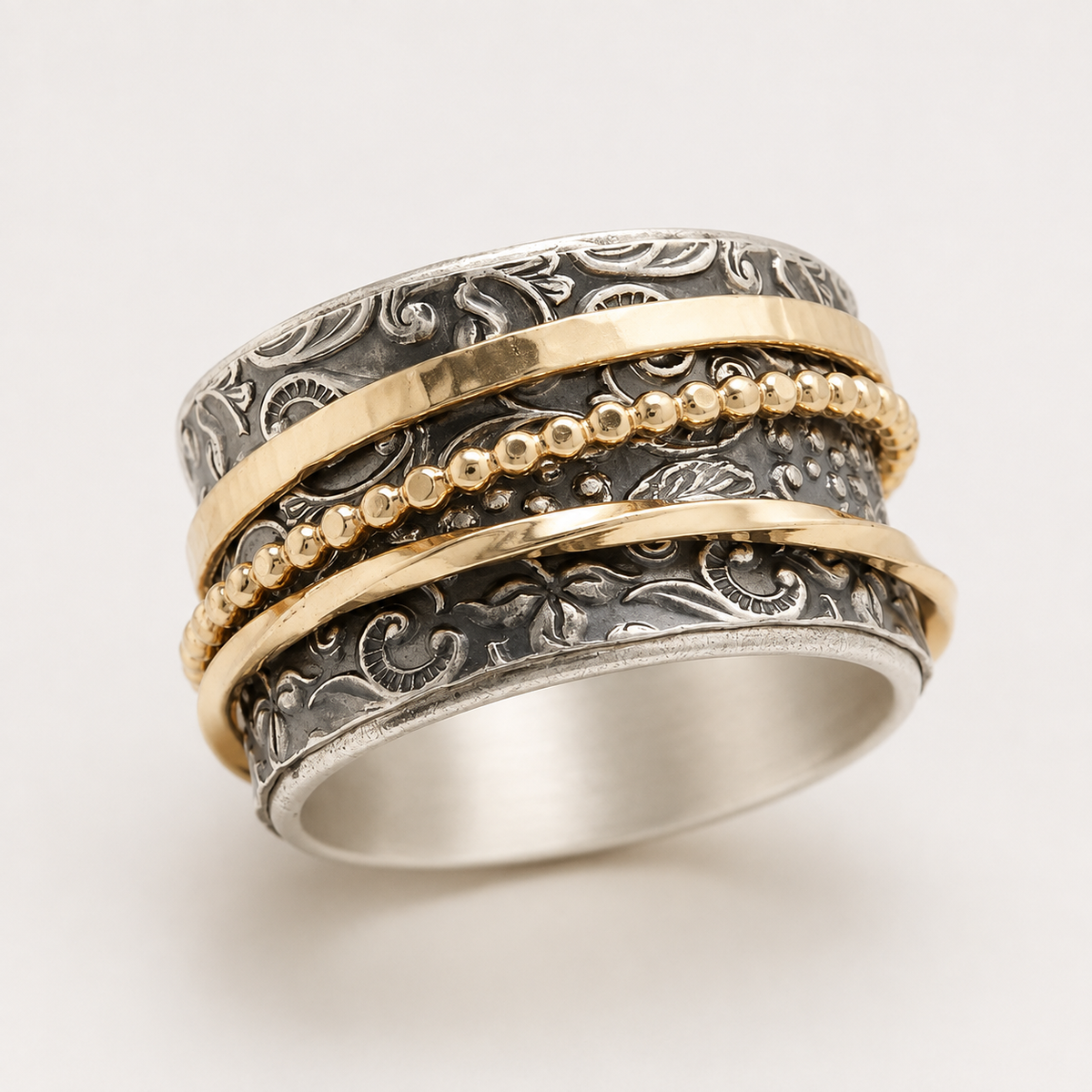 Shyla – Antiker bicolor Ring in Gold und Silber