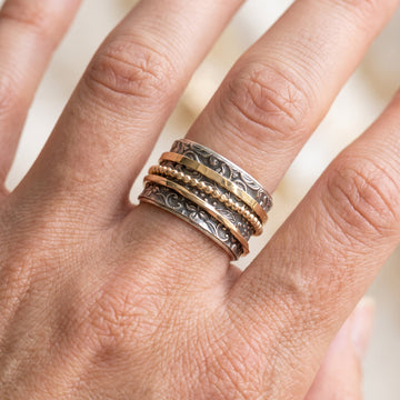 Shyla – Antiker bicolor Ring in Gold und Silber