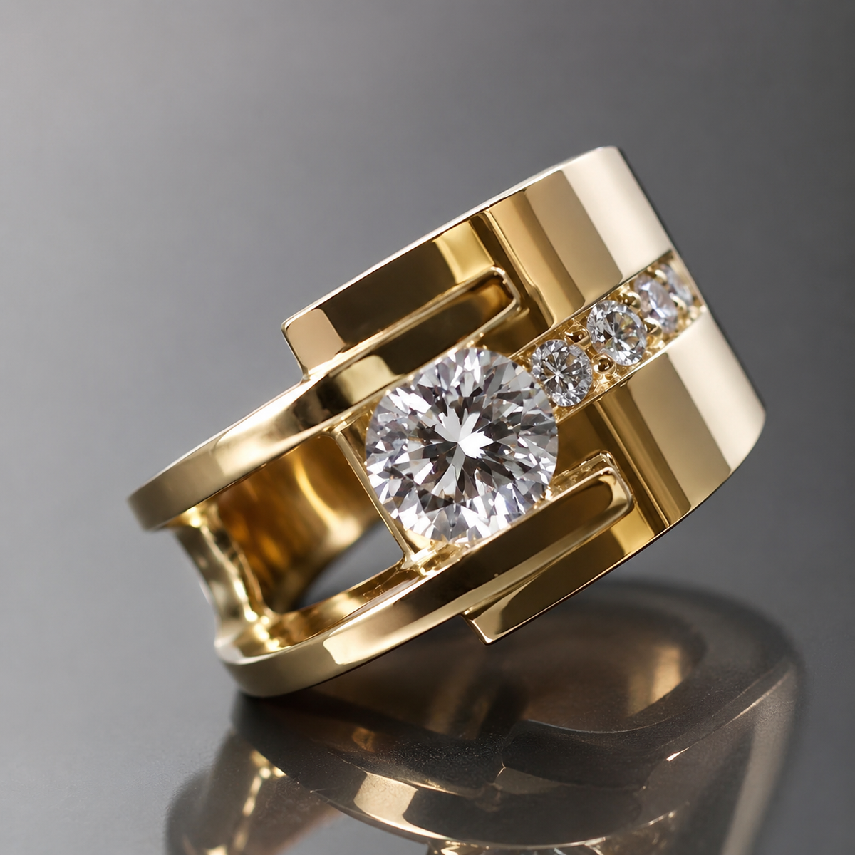 Lyra – Vintage Ring aus Gold mit unregelmäßigem Zirkon