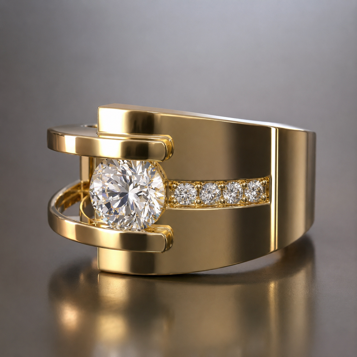 Lyra – Vintage Ring aus Gold mit unregelmäßigem Zirkon