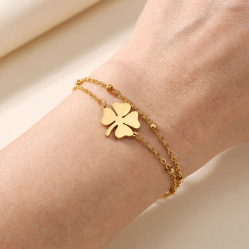 Sanya – Kleeblattarmband in Gold und Silber