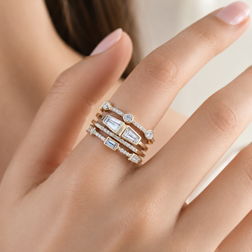 Shuvee – Vintage-Ring-Set in Gold mit Zirkonia
