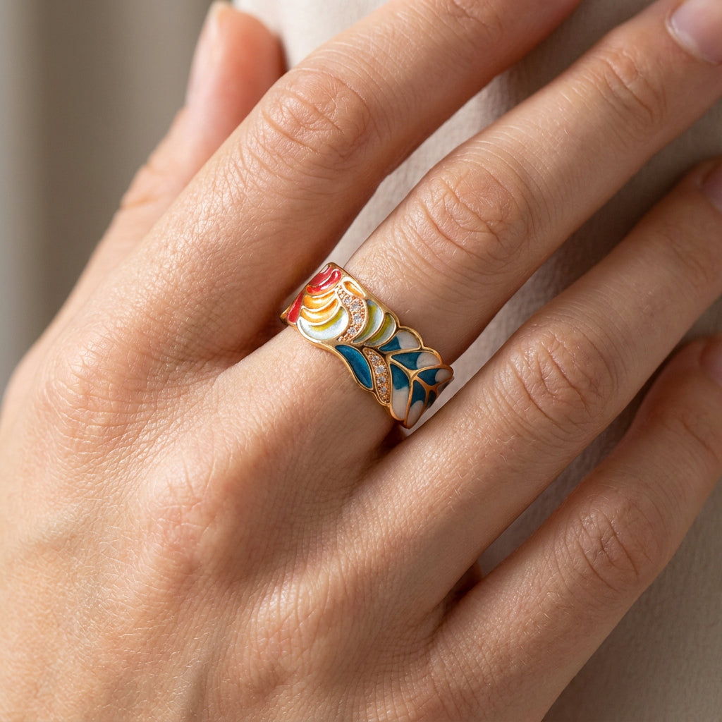 Isolde – Ring mit handbemalten Blumen