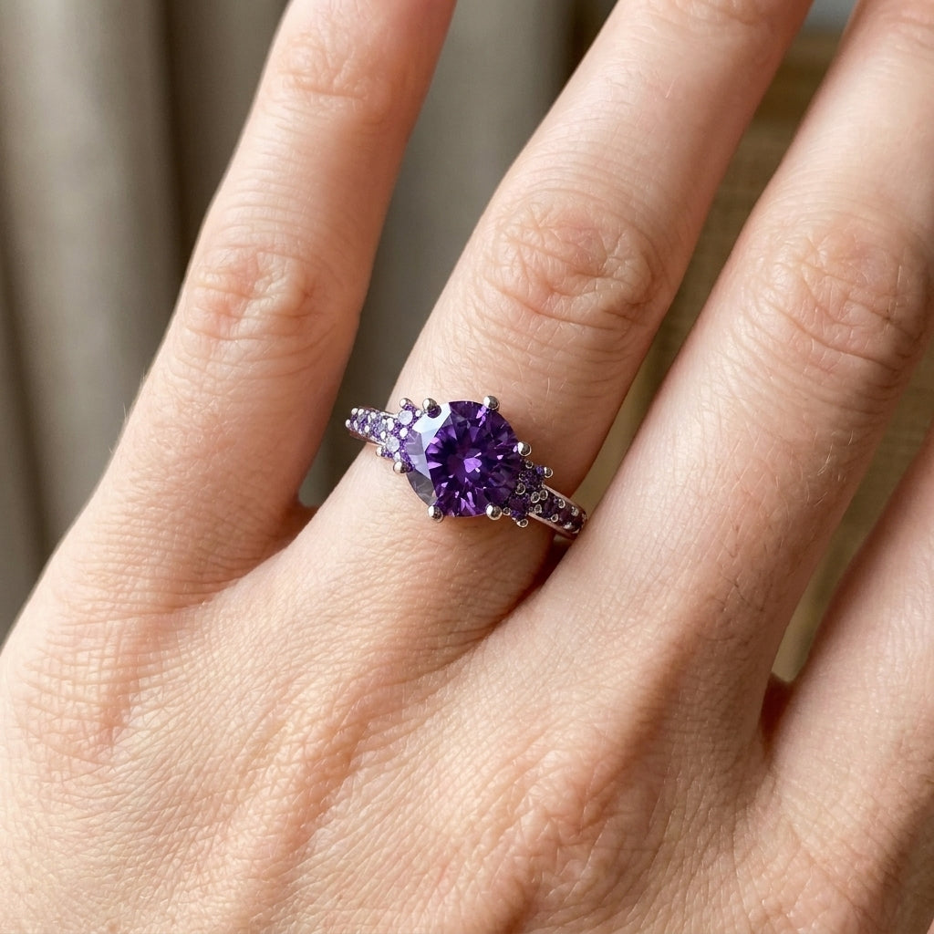 Coralie – Ring mit lila Amethyst