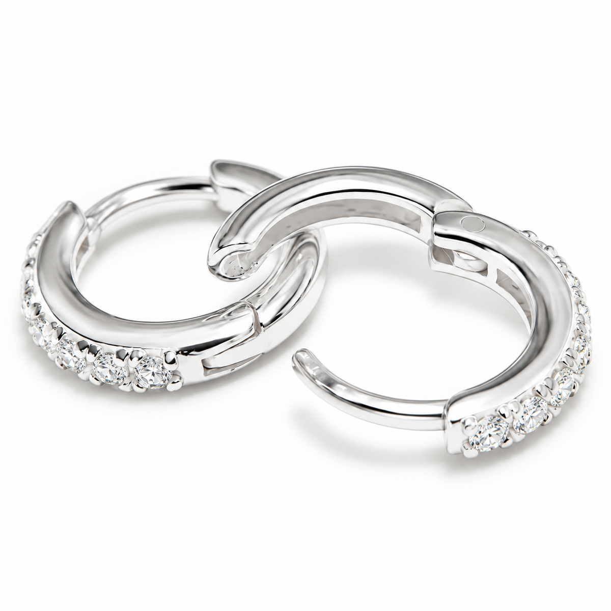 Cleo - Micro Pavé Huggies in Silber