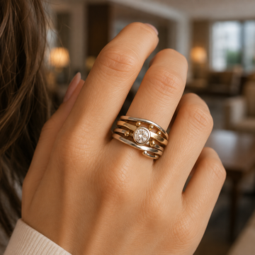 Rhian – Vintage Goldring mit Zirkonia
