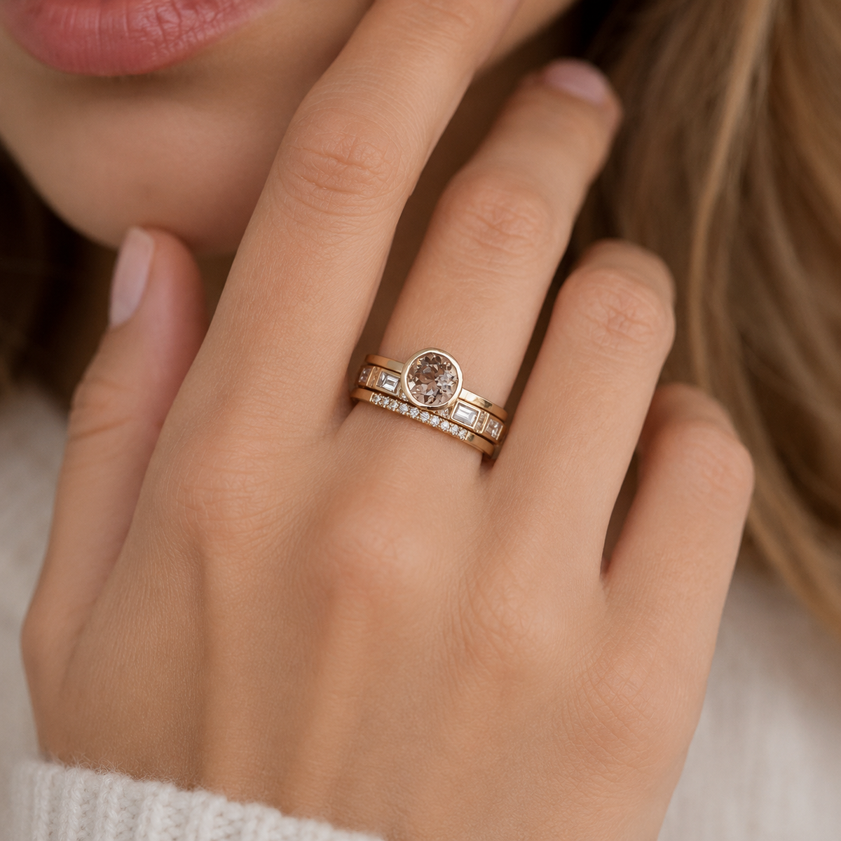 Soline – Ring mit Kristall in Goldrahmung