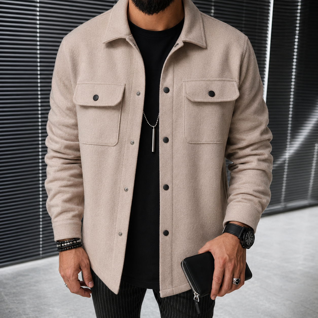 Finn - Lässiges Herren-Overshirt mit Knopfverschluss