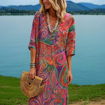 Amara - Farbintensives Kleid mit Blumendruck