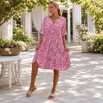 Lilian - Anmutiges Kleid mit Blumendruck und fließendem Schnitt