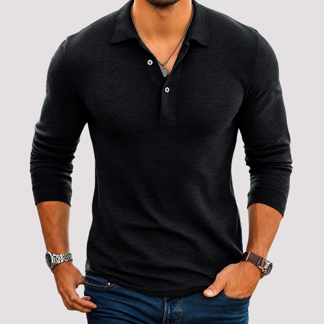 Jack - Komfortables Langarm-Poloshirt