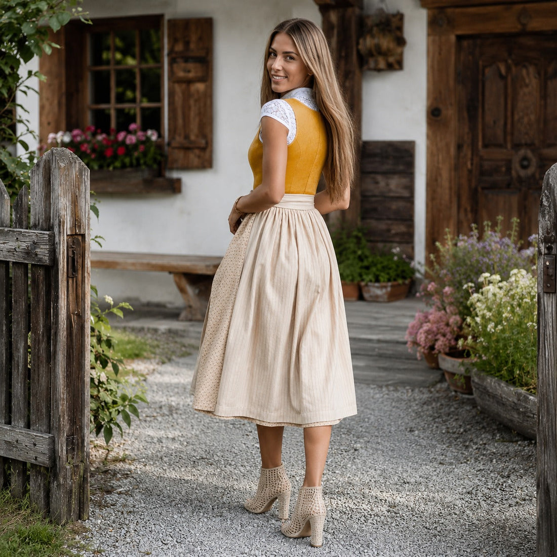 Jazmine - Klassisches Oktoberfestkleid mit kurzen Ärmeln