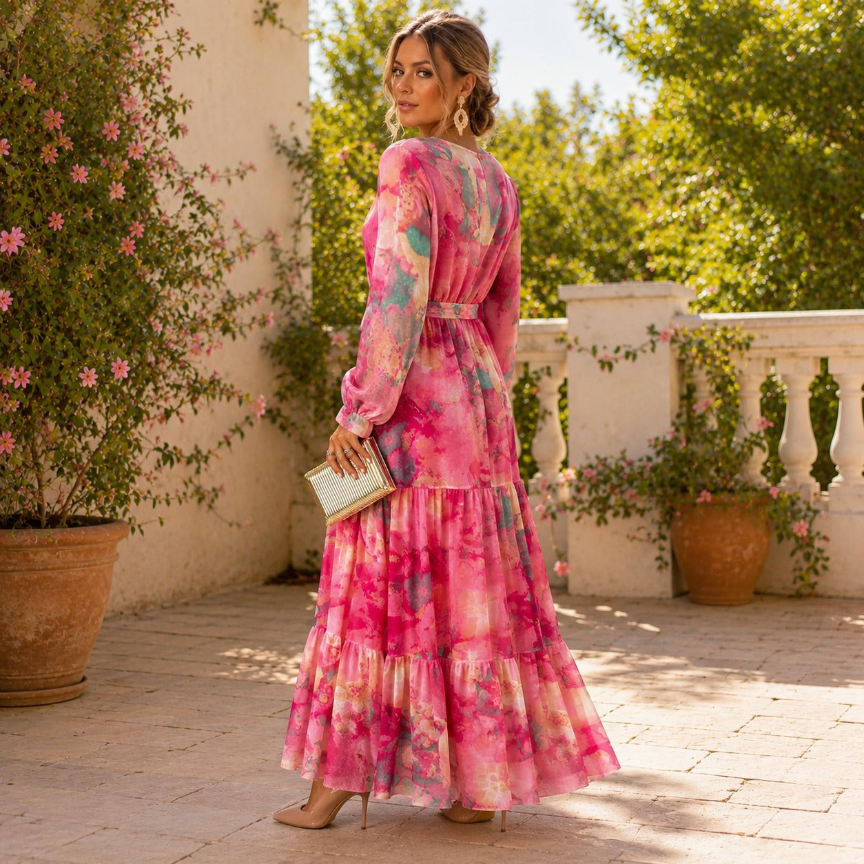 Carroll - Langes Kleid mit Blumenmotiv