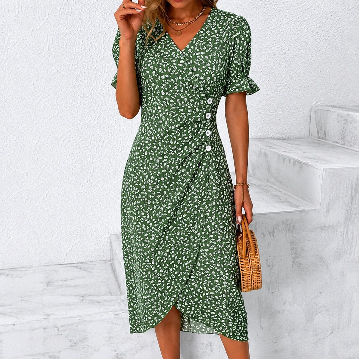 Gabriella - Elegantes Blumenkleid mit asymmetrischem Design