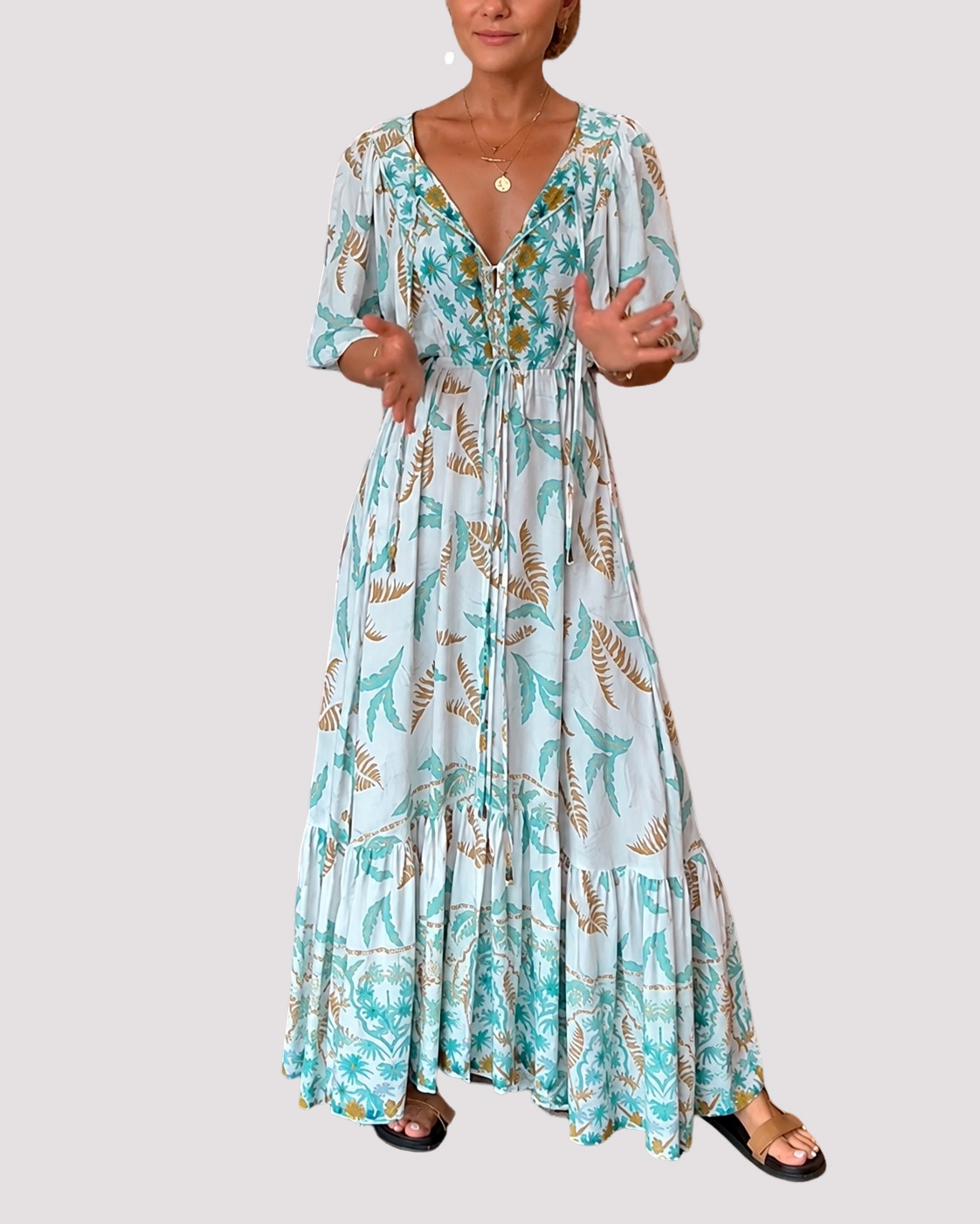 Ashley - Langes Blumen-Maxikleid