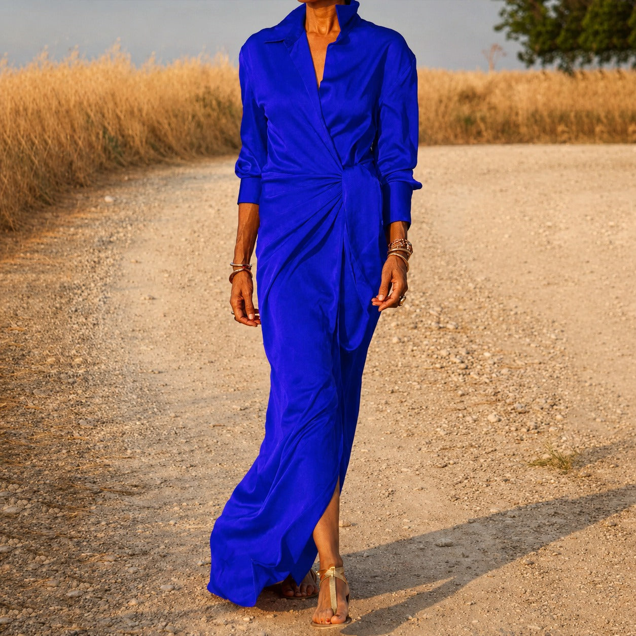 Connie - Maxikleid mit langen Ärmeln im Wickellook